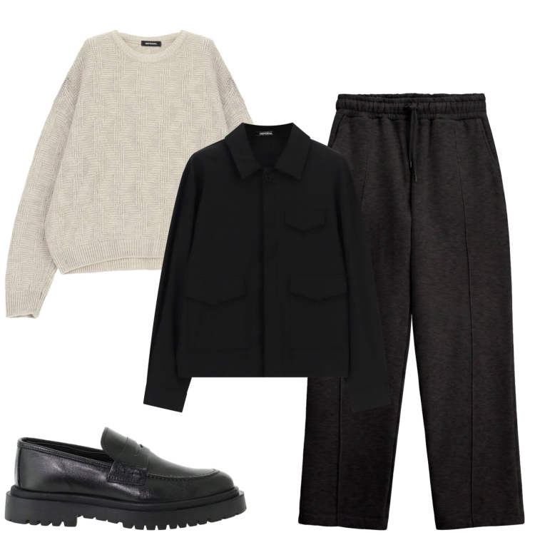 Outfit uomo - Ottobre. Stile Urban per Tutti i giorni. Abbinamento con pantaloni, scarpe stringate, cappotti, maglieria.