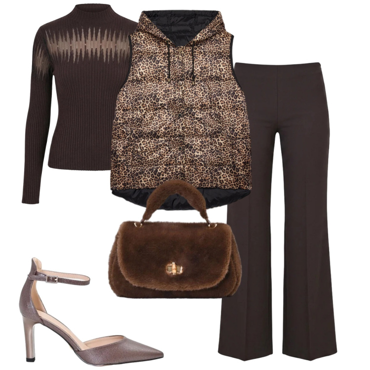 Outfit donna - Ottobre. Stile Urban per Tutti i giorni. Abbinamento con piumini, borse a mano, décolleté, pantaloni, pullovers.