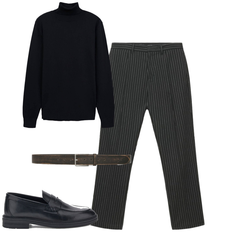 Outfit uomo - I chino gessati. Stile Trendy per Tutti i giorni. Abbinamento con maglieria, cinture, pantaloni chino, scarpe stringate.