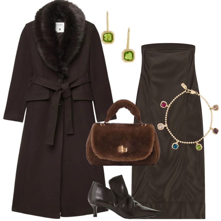 Outfit donna - Total look #2488071. Stile Chic per Serata fuori. Abbinamento con vestiti midi/longuette, stivaletti, braccialetti, orecchini, borse a mano, cappotti.