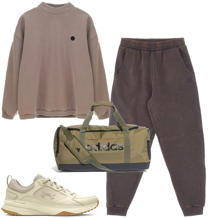 Outfit uomo - Sporty. Stile Casual per Tutti i giorni. Abbinamento con felpe, pantaloni, borse sportive, scarpe sportive.