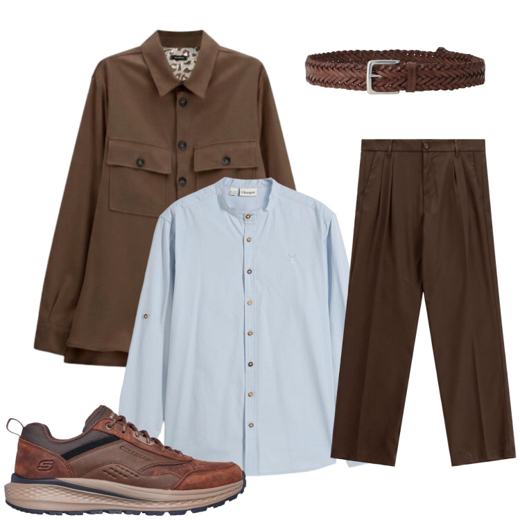 Outfit uomo - Total look #2488170. Stile Casual per Tutti i giorni. Abbinamento con pantaloni, cappotti, cinture, camicie, sneakers.