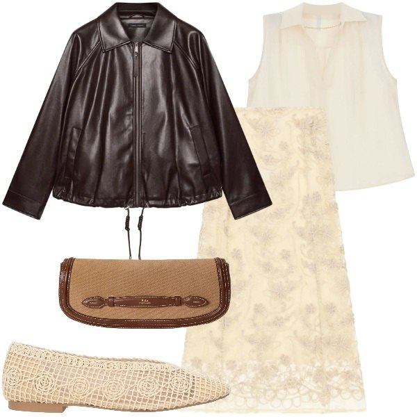 Outfit donna - Pellami morbidi. Stile Chic per Cerimonia. Abbinamento con gonne longuette, camicie a manica corta, giacche, clutch, ballerine.