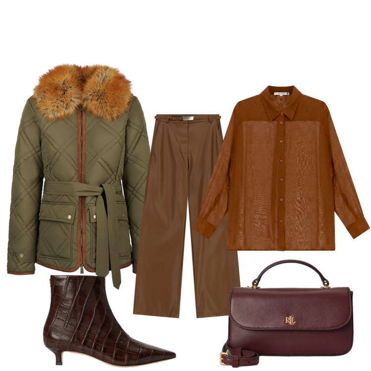 Outfit donna - Cozy…chic. Stile Chic per Tutti i giorni. Abbinamento con pantaloni, borse a mano, stivaletti, camicie, giacche.