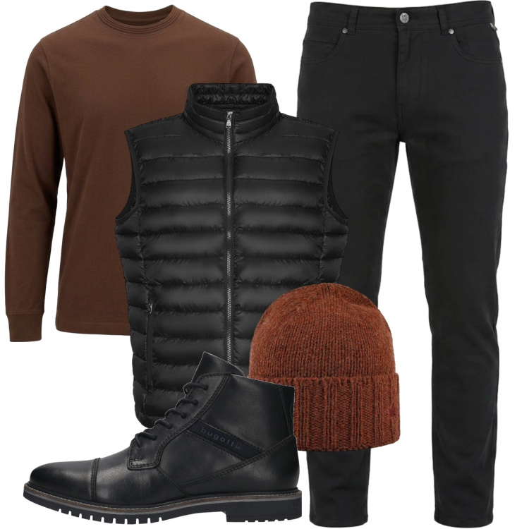 Outfit uomo - City Explorer. Stile Casual per Tutti i giorni. Abbinamento con t-shirt, pantaloni, berretti, piumini, stivali e stivaletti.