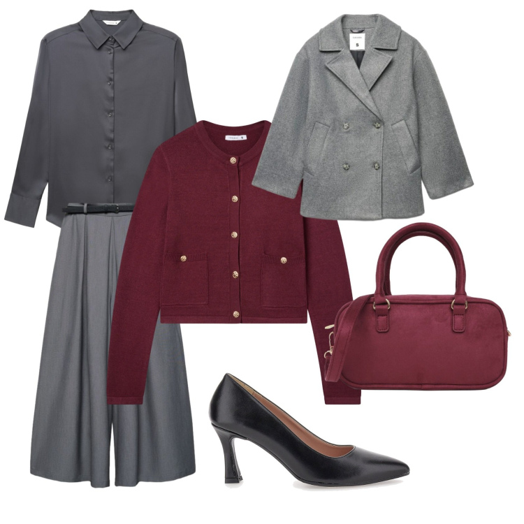 Outfit donna - Terranova. Stile Bon Ton per Serata fuori. Abbinamento con cardigans, camicie, caban, borse a tracolla, pantaloni, décolleté.