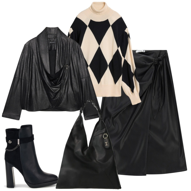 Outfit donna - Ottobre. Stile Urban per Tutti i giorni. Abbinamento con borse a spalla, blazer, gonne longuette, stivaletti, pullovers.