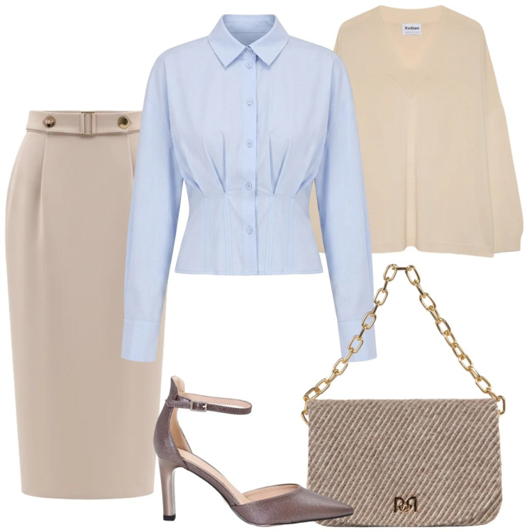 Outfit donna - La camicia. Stile Basic per Serata fuori. Abbinamento con pullovers, décolleté, borse a spalla, gonne longuette, camicie.