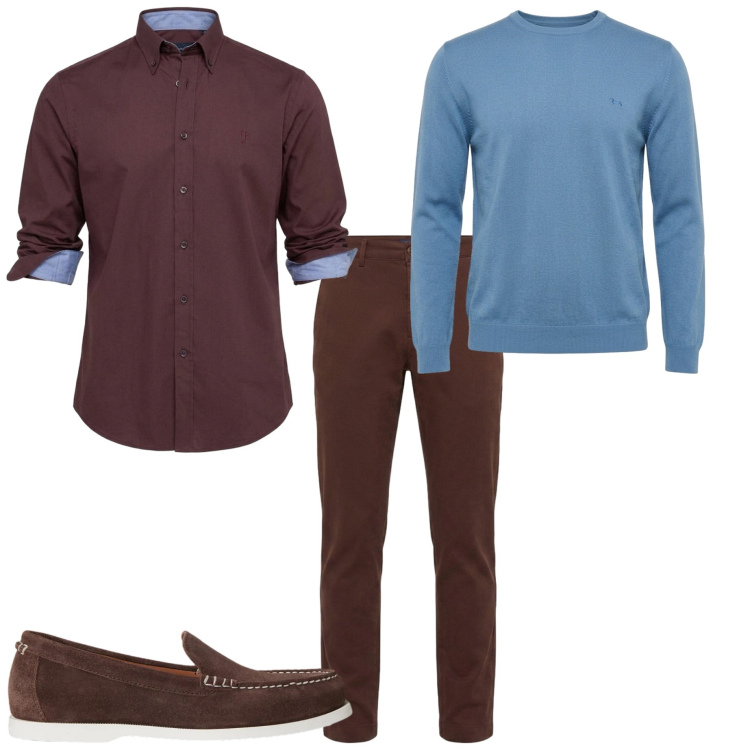 Outfit uomo - Harmont &Blaine. Stile Casual per Ufficio. Abbinamento con maglieria, pantaloni, camicie, scarpe stringate.