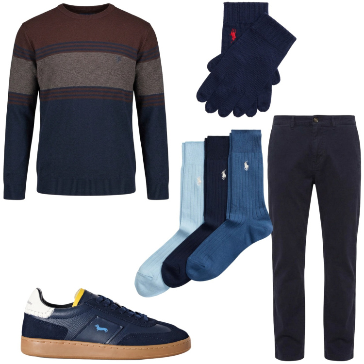 Outfit uomo - Total look #2488524. Stile Casual per Tutti i giorni. Abbinamento con sneakers, pantaloni, maglieria, guanti, calzini.