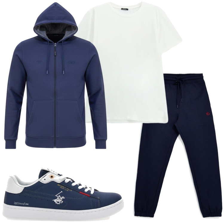 Outfit uomo - Total look #2488525. Stile Urban per Sport. Abbinamento con t-shirt, felpe con cappuccio, scarpe stringate, pantaloni.