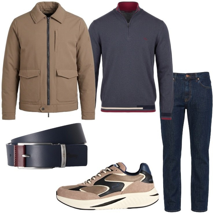Outfit uomo - The New Everyday - Harmont & Blaine. Stile Casual per Tutti i giorni. Abbinamento con cinture, sneakers, giacche, jeans, pullovers.