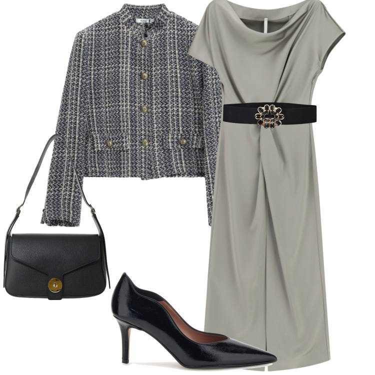 Outfit donna - Cerimonia ad ottobre. Stile Chic per Cerimonia. Abbinamento con vestiti midi/longuette, borse a spalla, cappotti, cinture, décolleté.