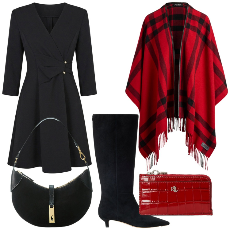 Outfit donna - Mantella stilosa. Stile Urban per Tutti i giorni. Abbinamento con borse a spalla, portafogli, stivali, cappe, vestiti corti.