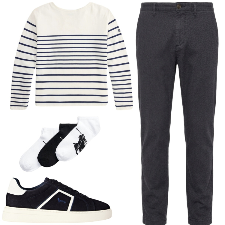 Outfit uomo - Total look #2488696. Stile Casual per Tutti i giorni. Abbinamento con sneakers, pantaloni, pullovers, calzini.