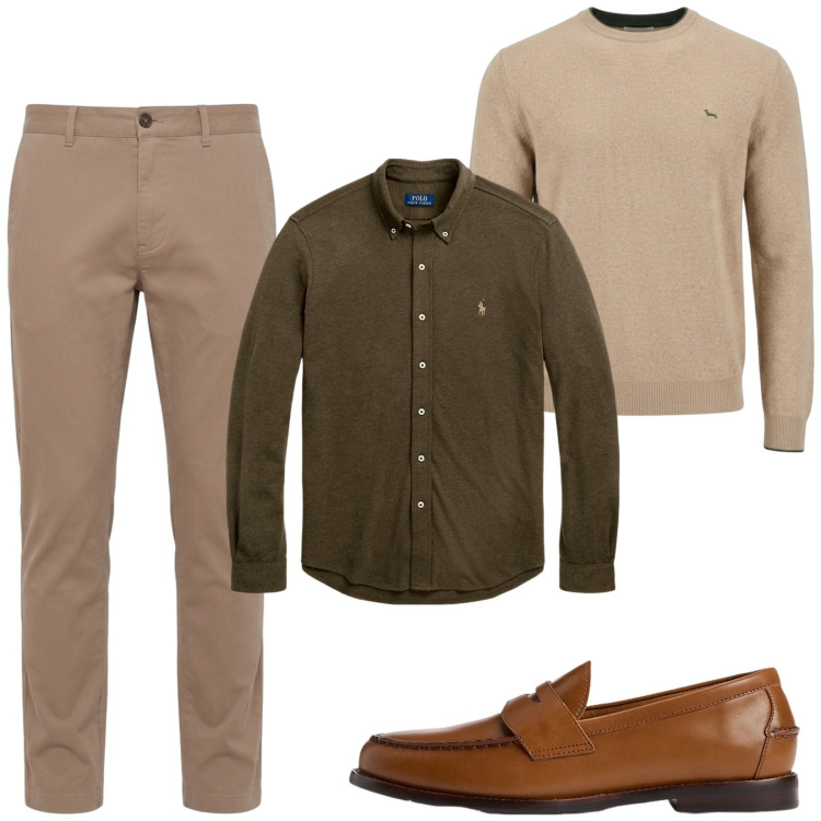Outfit uomo - Total look #2488711. Stile Business/Elegante per Ufficio. Abbinamento con maglieria, pantaloni, camicie, scarpe stringate.