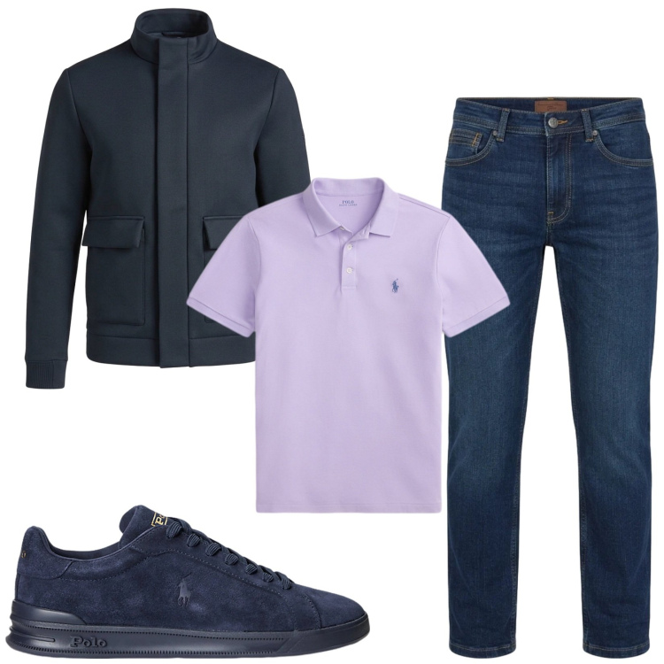 Outfit uomo - Total look #2488715. Stile Urban per Tutti i giorni. Abbinamento con jeans, giacche, sneakers, polo.