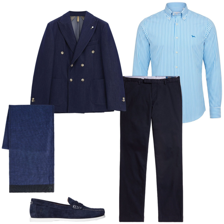 Outfit uomo - Total look #2488716. Stile Business/Elegante per Serata speciale. Abbinamento con camicie, sciarpe, giacche, pantaloni chino, scarpe stringate.