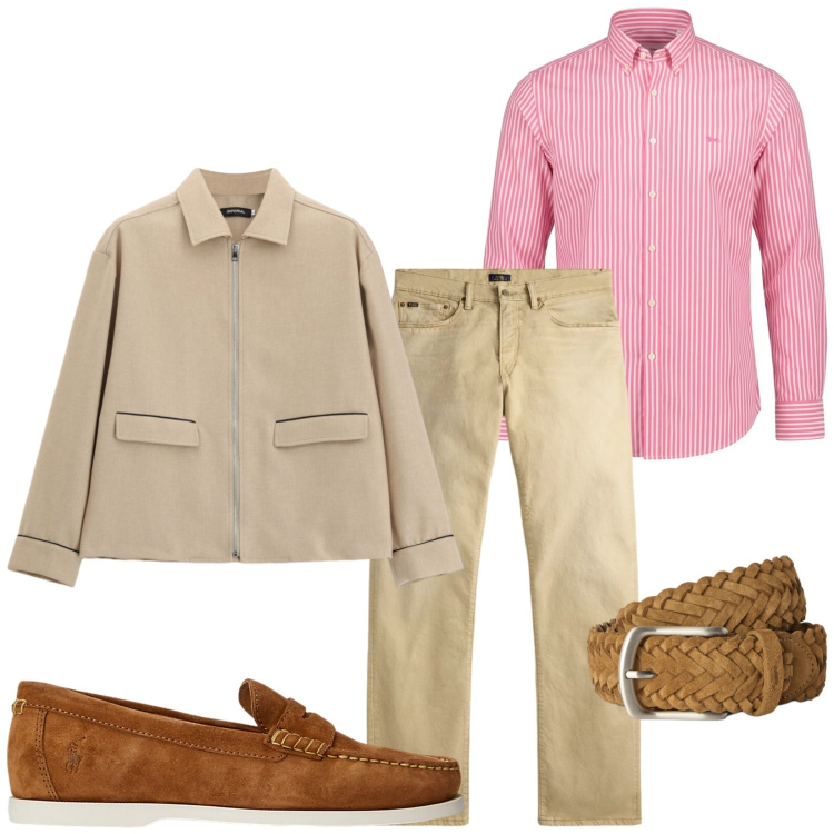 Outfit uomo - Total look #2488717. Stile Trendy per Serata speciale. Abbinamento con cinture, camicie, cappotti, scarpe stringate, jeans dritti.