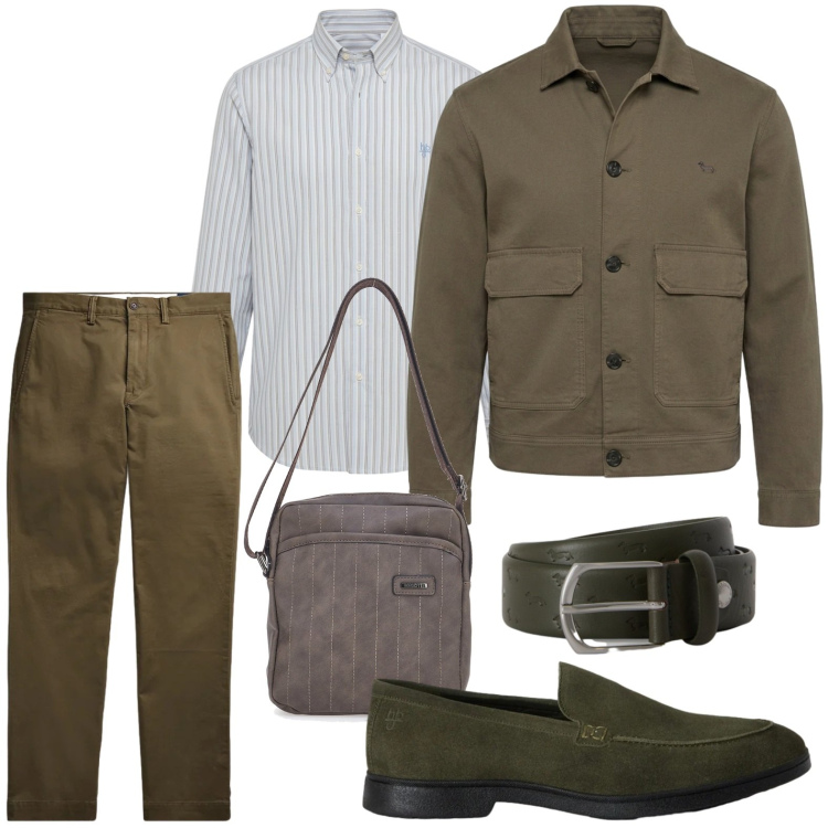 Outfit uomo - Guardaroba moderno. Stile Urban per Ufficio. Abbinamento con cinture, cappotti, camicie, scarpe stringate, pantaloni, portafogli.