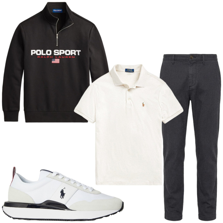 Outfit uomo - Total look #2488742. Stile Casual per Tutti i giorni. Abbinamento con pantaloni, sneakers, felpe, polo.