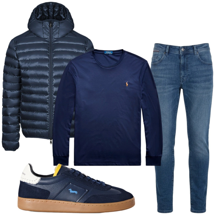 Outfit uomo - Total look #2488750. Stile Casual per Tutti i giorni. Abbinamento con sneakers, jeans slim fit, t-shirt, bomber.