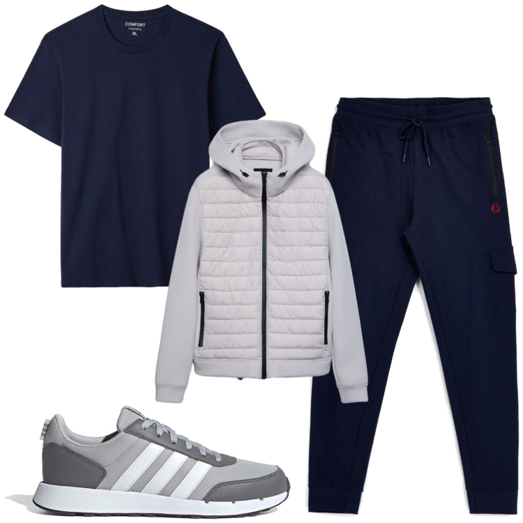 Outfit uomo - Total look #2488781. Stile Casual per Sport. Abbinamento con giacche, t-shirt, sneakers, pantaloni cargo.