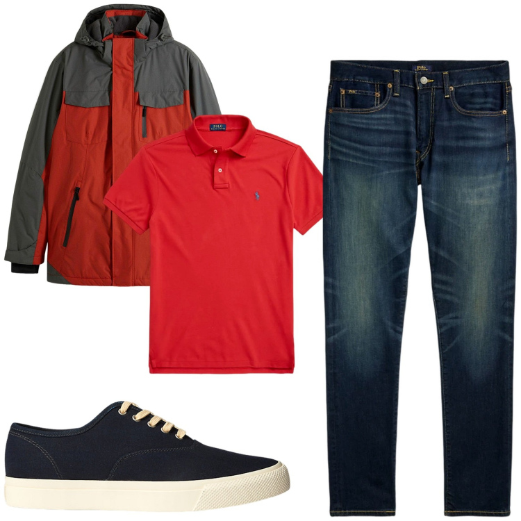 Outfit uomo - Total look #2488797. Stile Casual per Tutti i giorni. Abbinamento con sneakers, jeans, polo, giacche.
