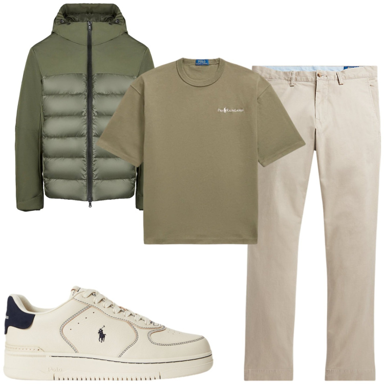 Outfit uomo - Total look #2488798. Stile Casual per Tutti i giorni. Abbinamento con pantaloni, sneakers, t-shirt, piumini.
