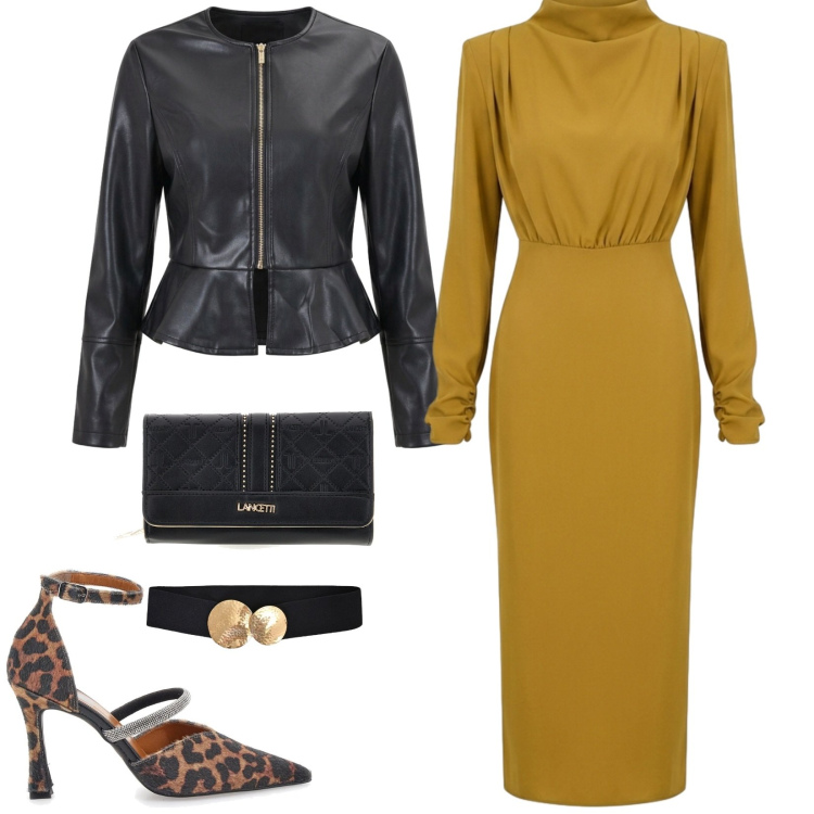 Outfit donna - Total look #2488816. Stile Glamour per Serata fuori. Abbinamento con giacche, cinture, vestiti midi/longuette, décolleté, portafogli.