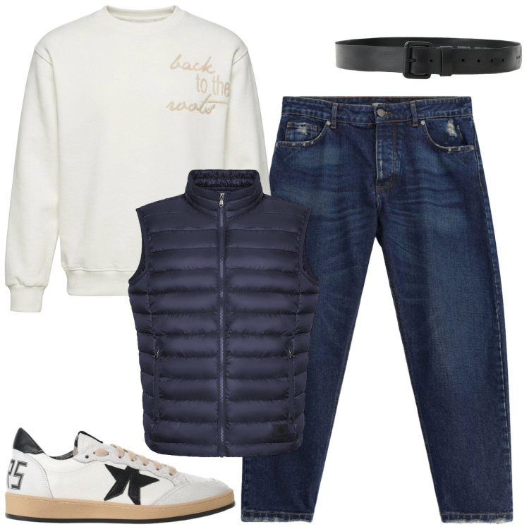 Outfit uomo - Ottobre. Stile Urban per Tutti i giorni. Abbinamento con jeans, sneakers, felpe, cinture, piumini.