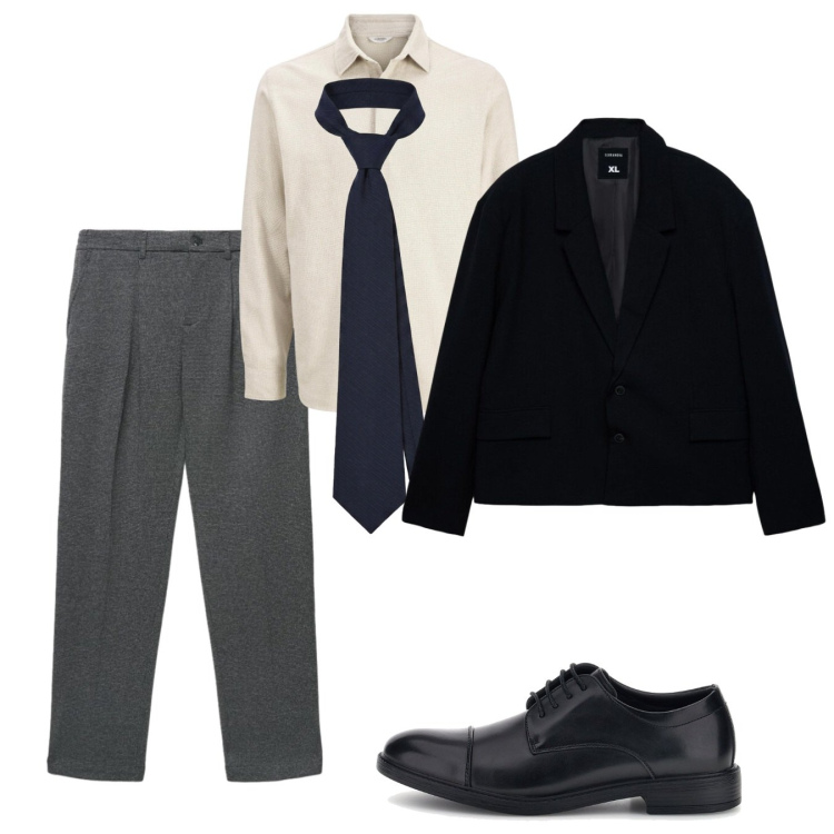 Outfit uomo - Autunno sera. Stile Trendy per Serata speciale. Abbinamento con cravatte, giacche, pantaloni chino, scarpe stringate, camicie.