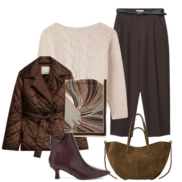 Outfit donna - Ottobre. Stile Chic per Tutti i giorni. Abbinamento con sciarpe, borse tote, pantaloni chino, pullovers, stivaletti, giacche.