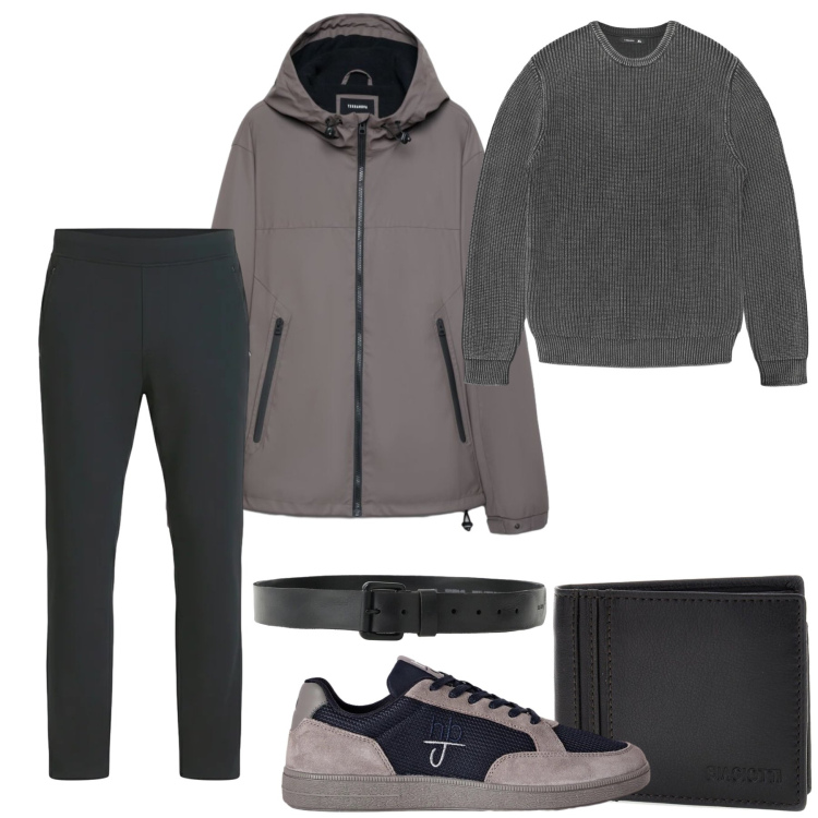 Outfit uomo - Total look #2489012. Stile Casual per Tutti i giorni. Abbinamento con sneakers, cinture, maglieria, giacche, portafogli, pantaloni.