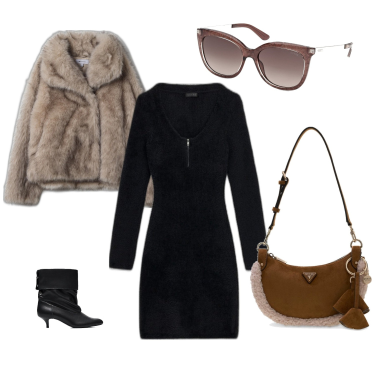 Outfit mujer - Chic #9686. Estilo Chic para Todos los días. Combinación con botines, vestidos cortos, bandoleras, blazers, gafas de sol.