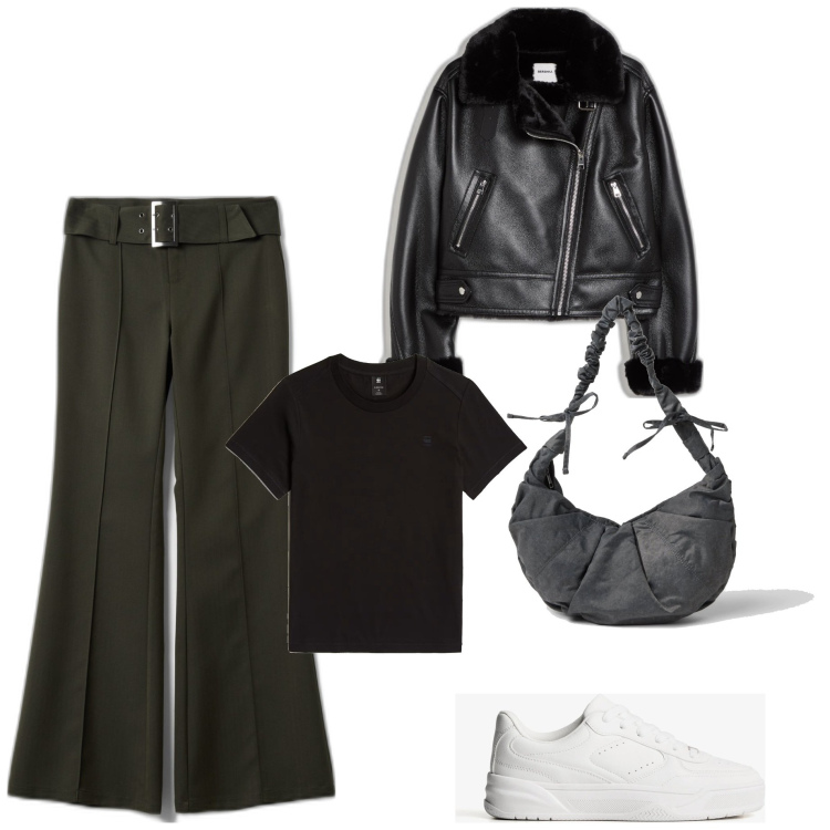 Outfit mujer - Casual chic #14093. Estilo Casual chic para Todos los días. Combinación con sneakers, top, blazers, pantalones, bolsos de hombro.