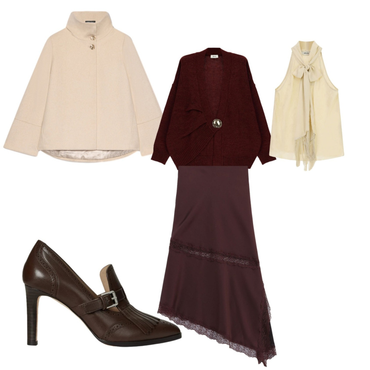 Outfit donna - Upgrade. Stile Bon Ton per Serata fuori. Abbinamento con gonne lunghe, top, cardigans, cappe, décolleté.