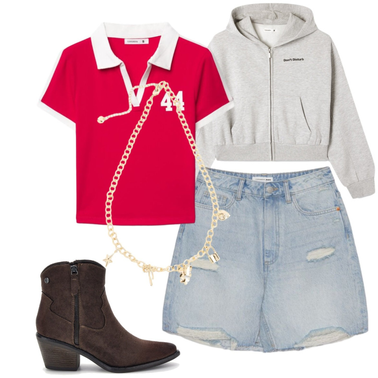 Outfit donna - Lorelei Gilmore style. Stile Urban per Tutti i giorni. Abbinamento con felpe con cappuccio, bermuda, polo, stivaletti texani, collane.