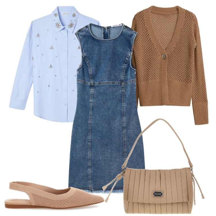 Outfit donna - L\'abito smanicato. Stile Basic per Tutti i giorni. Abbinamento con cardigans, camicie, vestiti corti, ballerine, pochette.