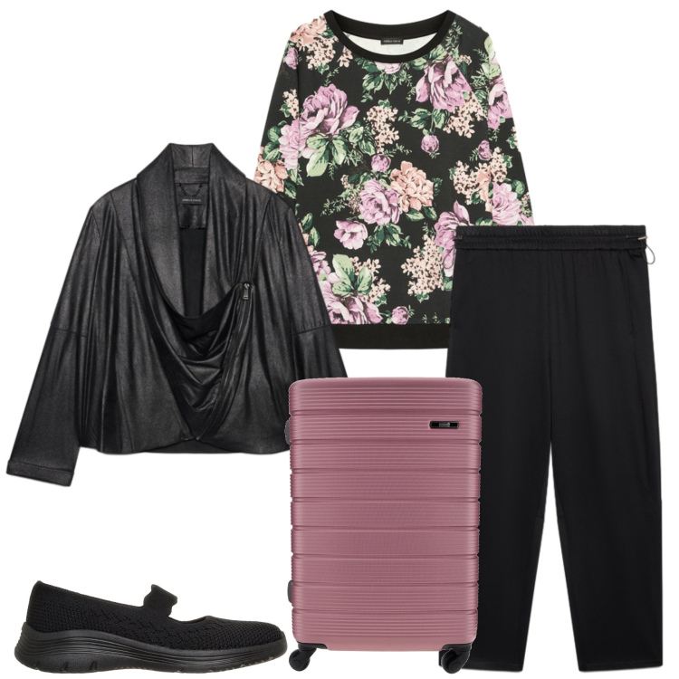 Outfit donna - Total look #2489173. Stile Casual chic per Tutti i giorni. Abbinamento con blazer, pantaloni, felpe, ballerine, valigie.
