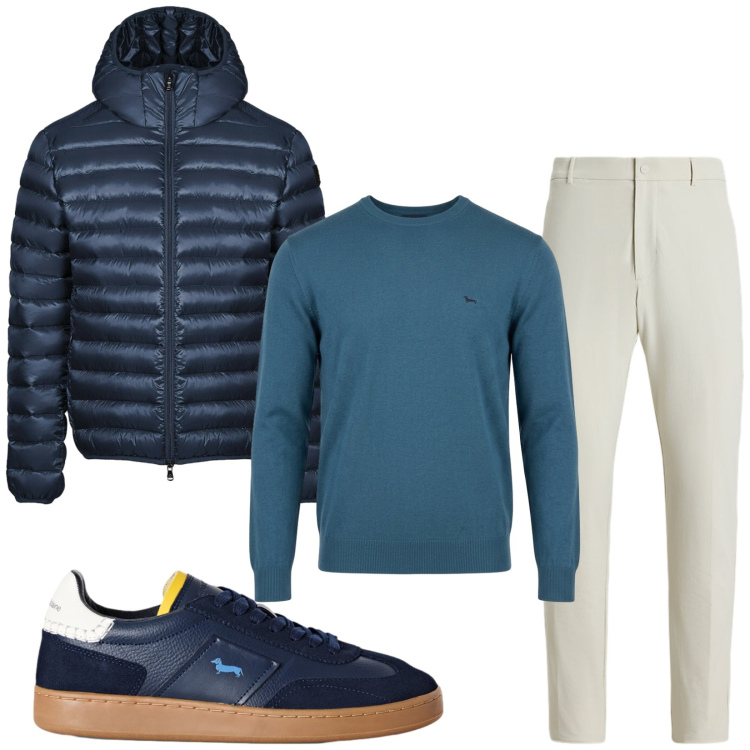 Outfit uomo - Total look #2489188. Stile Trendy per Tutti i giorni. Abbinamento con maglieria, sneakers, pantaloni, bomber.