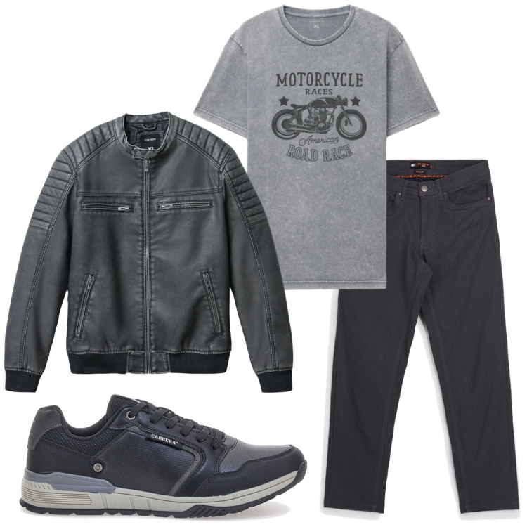 Outfit uomo - Total look #2489211. Stile Casual per Tutti i giorni. Abbinamento con giacche, t-shirt, sneakers, pantaloni.