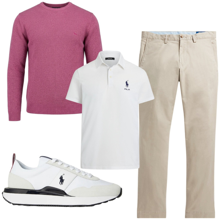 Outfit uomo - Total look #2489273. Stile Casual per Tutti i giorni. Abbinamento con maglieria, pantaloni, sneakers, polo.