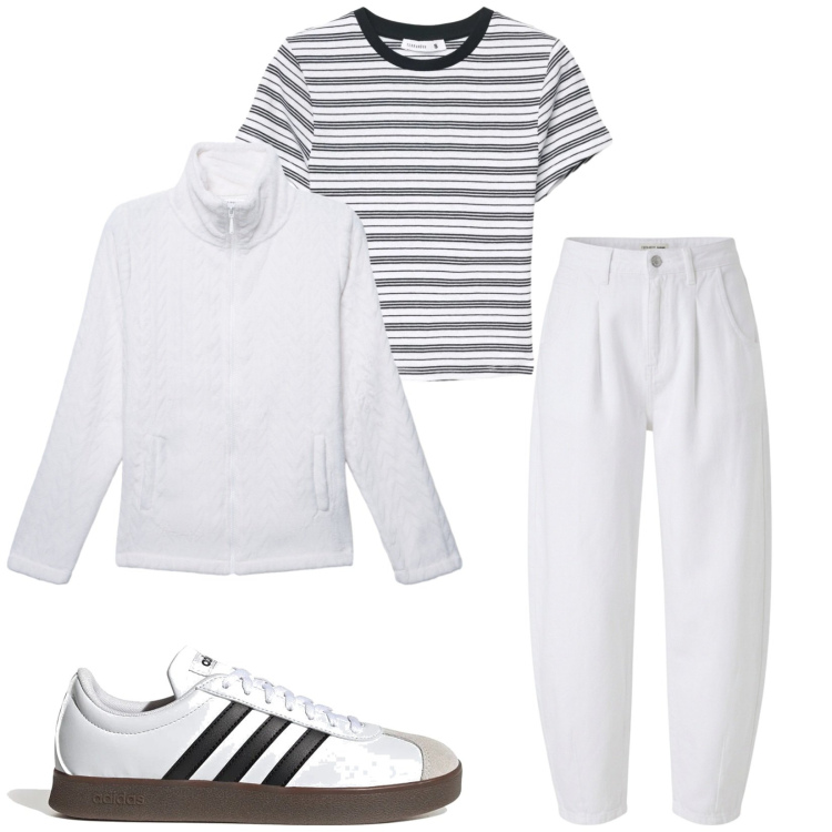 Outfit donna - Total look #2489292. Stile Sporty chic per Tutti i giorni. Abbinamento con felpe, t-shirt, pantaloni, sneakers.
