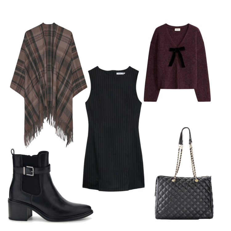 Outfit donna - Lorelai. Stile Bon Ton per Tutti i giorni. Abbinamento con borse a mano, cardigans, cappe, vestiti a tubino, stivaletti.