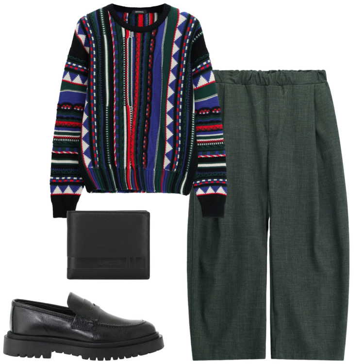 Outfit uomo - Imperial. Stile Urban per Tutti i giorni. Abbinamento con pantaloni, maglieria, scarpe stringate, portafogli.