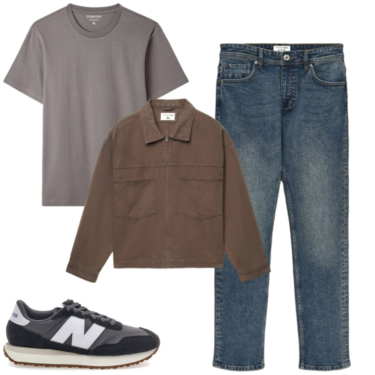 Outfit uomo - Total look #2489320. Stile Casual per Tutti i giorni. Abbinamento con cappotti, jeans, t-shirt, sneakers.