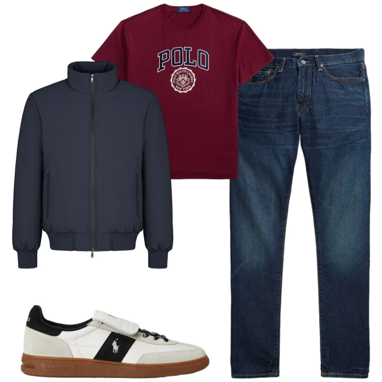 Outfit uomo - Total look #2489321. Stile Casual per Tutti i giorni. Abbinamento con jeans, sneakers, t-shirt, giacche.