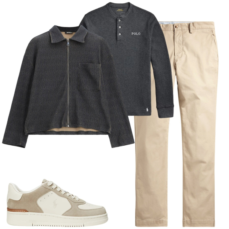 Outfit uomo - Total look #2489326. Stile Casual per Tutti i giorni. Abbinamento con cappotti, sneakers, pantaloni, t-shirt.