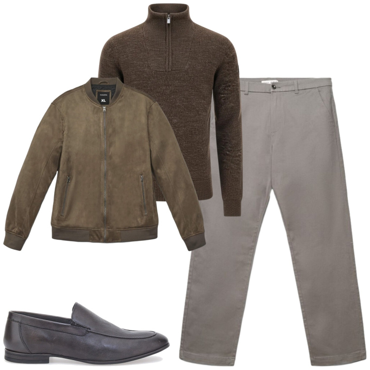Outfit uomo - City. Stile Urban per Tutti i giorni. Abbinamento con giacche, pantaloni chino, maglieria, scarpe stringate.